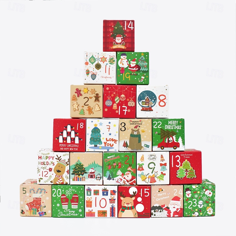 לוח שנה של אדוונט לחג המולד למילוי, 24 קופסאות לוח שנה של אדוונט, לוח שנה של אדוונט למילוי עצמי ליצירה ועמידה, קישוט לחג המולד 2025 - $15.99 –P5