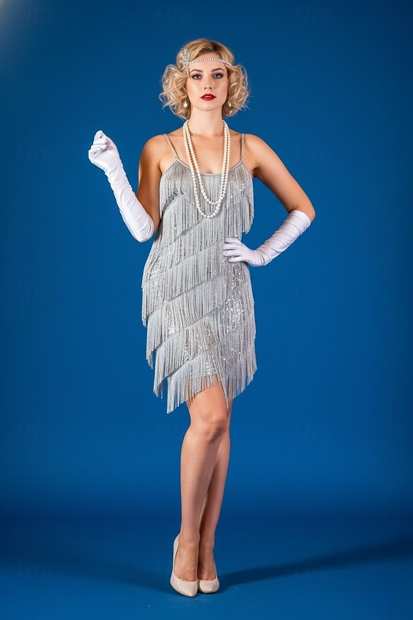 Roaring 20s 1920s Knee Length Flapper Dress Sleeveless The Great Gatsby Sequins Fringe Scoop Neck Fancy Dress Women's Christmas Carnival speakeasy Masquerade Retro Theme Party Adults' Dress 2026 - $38.99 –P2