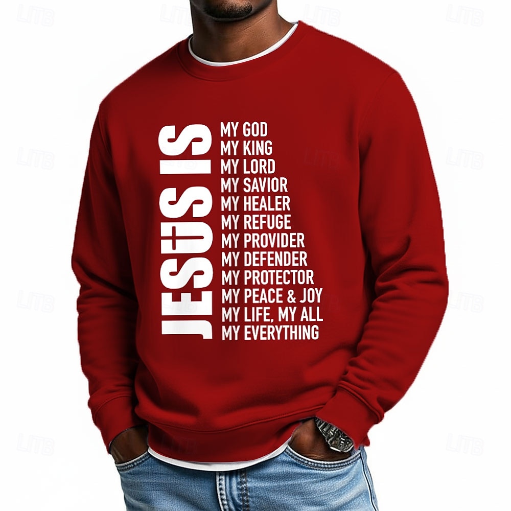 Bărbați Iisus Credinţă Hanorca Modă Zilnic Casual Manșon Lung Stil Nautic Casă Haine de strada Sport exterior Albastru piscină Negru Roșu-aprins Mov Deschis Gri Deschis Crewneck #D Toate Sezoanele 2026 - $28.99 –P5