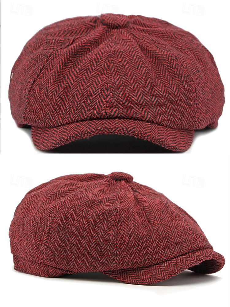 Miesten jouluinen kalanruotokuvioinen newsboy-lippis, vintage-villasekoitteinen litteä lippis klassisella 8-paneelisella muotoilulla, monivärinen gatsby-tyylinen hattu talveksi, lomalle ja vapaa-aikaan 2026 - $18.99 –P7