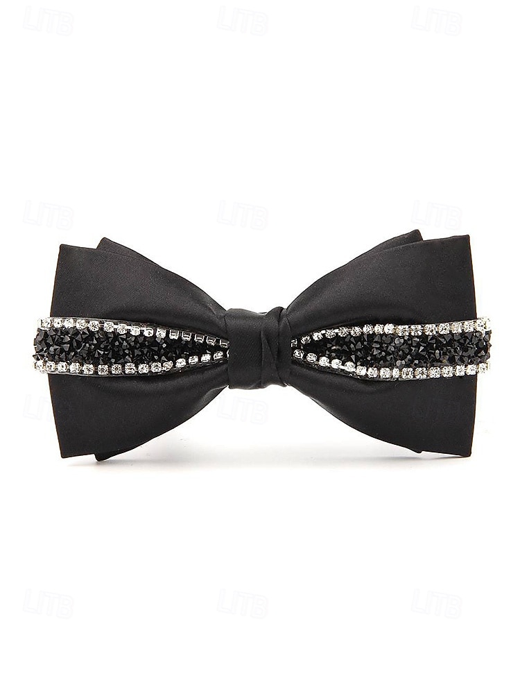 Papion de Crăciun pentru bărbați – papion din satin roșu, negru și alb cu detalii din cristale și lanț auriu – accesoriu elegant de sărbătoare pentru evenimente formale 2026 - $11.99 –P10