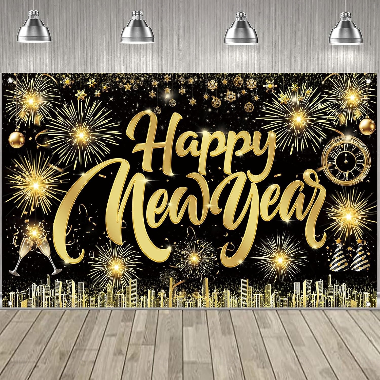 New Years Eve Party Black and Gold Decorations Sequin Backdrop – Glitter Black Gold Fabric Banner for 2026 Happy New Year Party, Photo Booth & Holiday Celebration Decor 2026 - $15.99 –P7