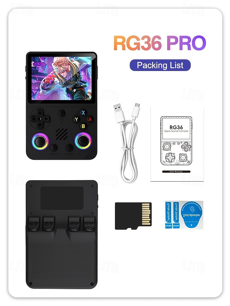 Портативная игровая консоль RG36 PRO профессиональный игровой чип 64GB TF карта 3.5 дюйма IPS экран высокой четкости двойные 3D стика и кнопки RGB цветная подсветка ретро-дизайн Подарок на День 2026 - $65.99 –P8