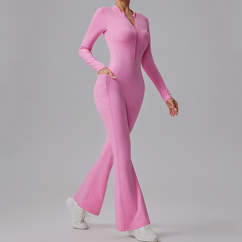 Mujer Mono de Fitness Mono de una pieza Cerrar Color sólido Body Primavera Otoño Negro Blanco Gimnasio Rutina de ejercicio Corriendo Control de barriga Manga Larga Deporte Ropa de Deporte Ajuste 2026 - $54.99 –P3