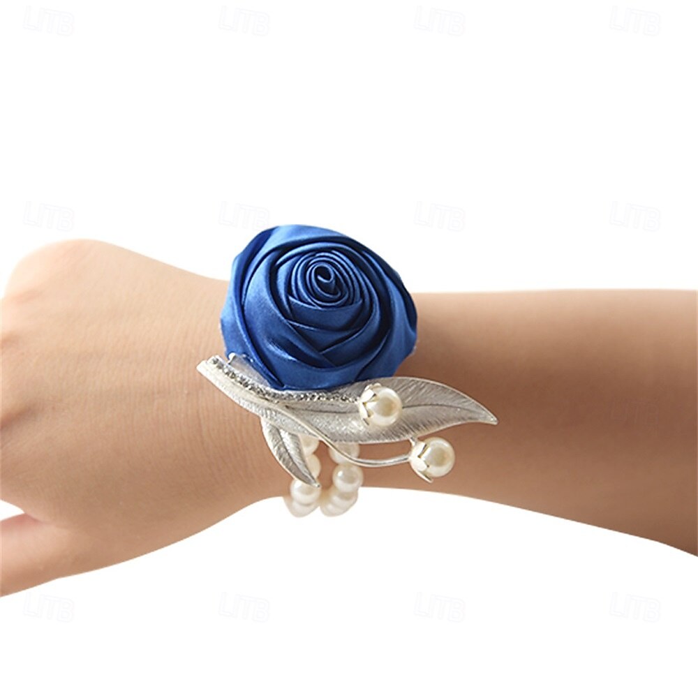 Bröllop handled blommor Handleds Corsage Bröllop / Fest Satin / Metall Blomstil 2026 - QAR 74.45 –P2