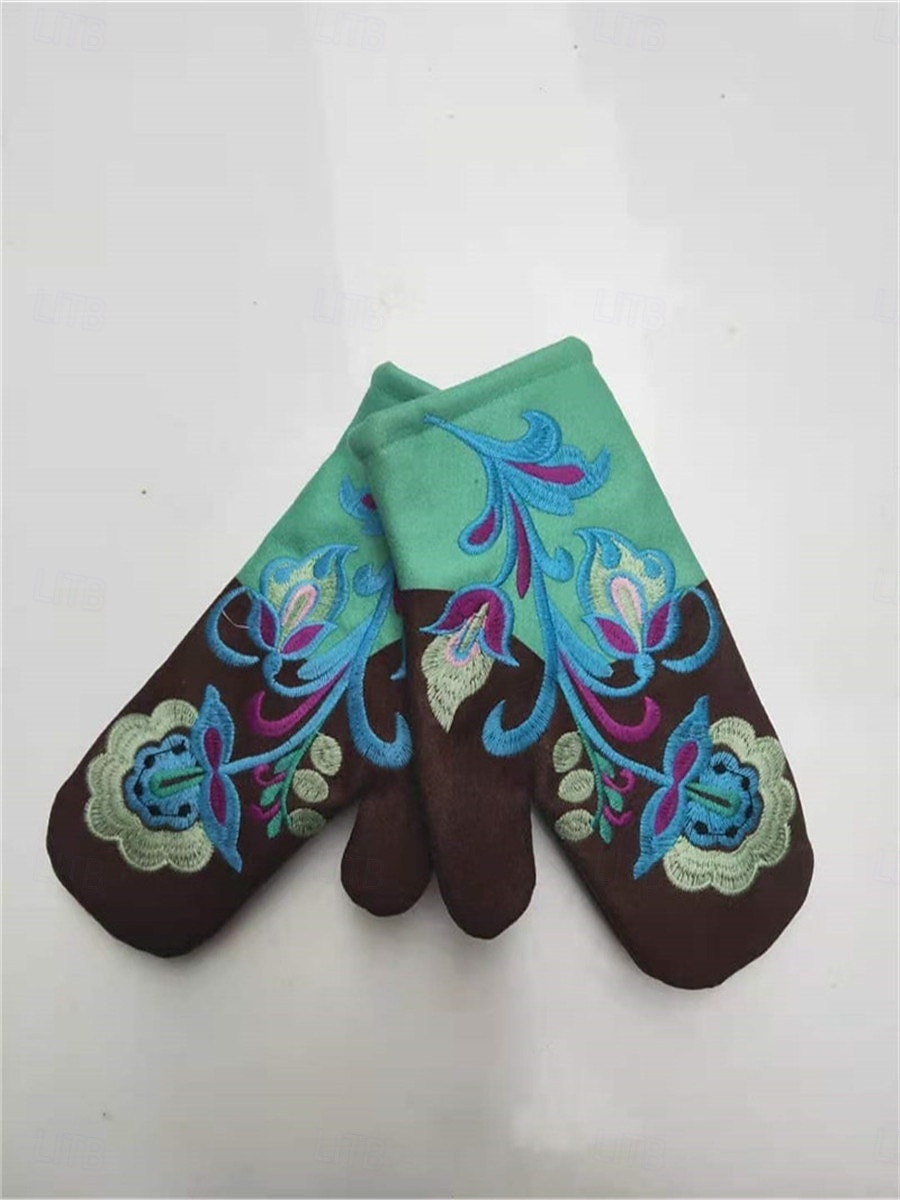 Women's 1 Pair Fingerless / Fingertips / Winter Gloves Active / Outdoor Gloves - Flower Print 2026 - $23.99 –P8