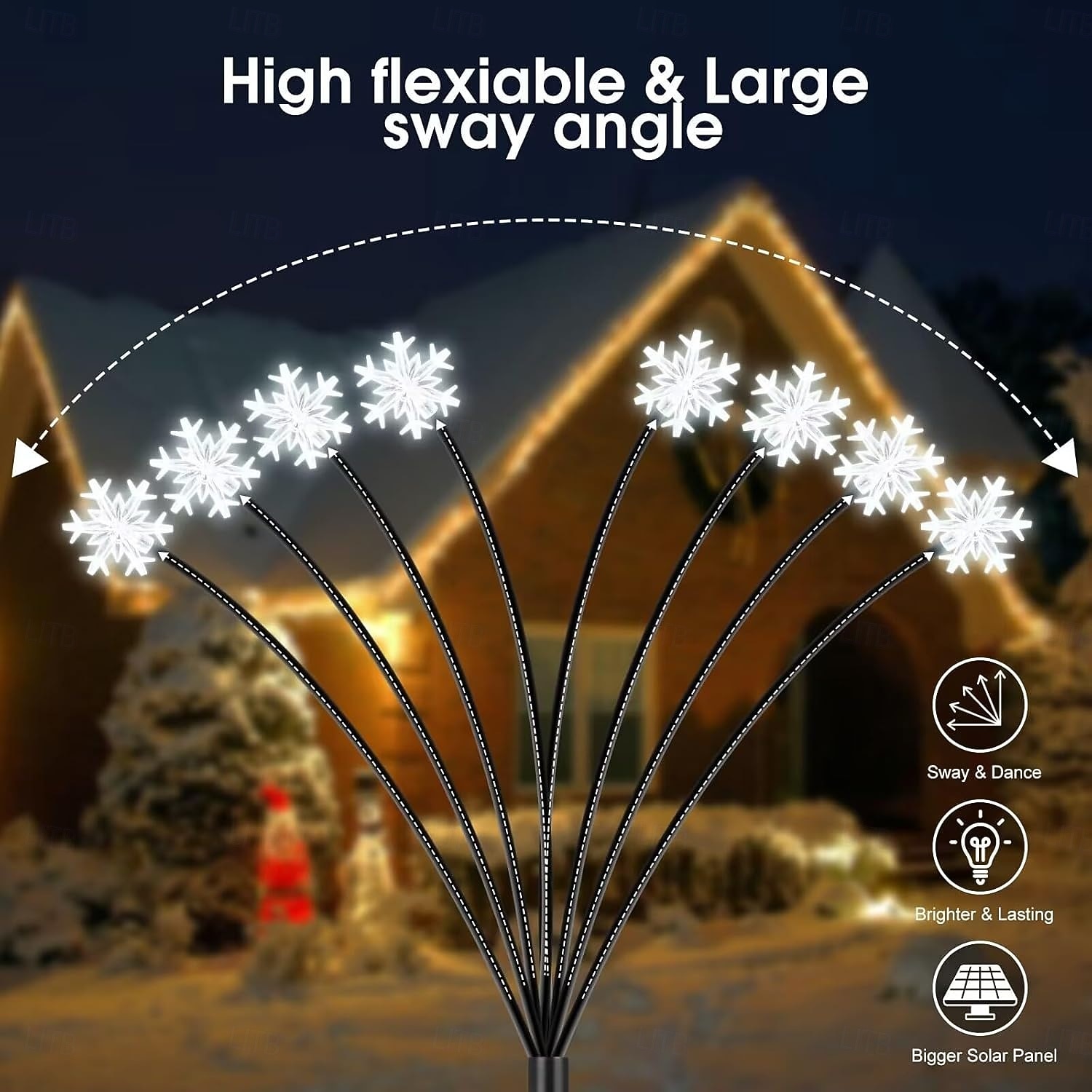 2 Pcs  Lights 8-head outdoor solar waterproof  snowflake shaped swinging plug-in lamp courtyard garden lawn party atmosphere decoration Lights landscape lamp 2026 - $21.99 –P9