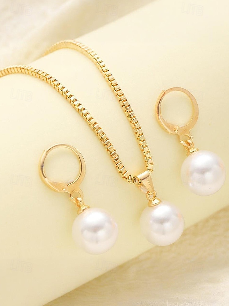 Naisten tekohelmikaulakoru ja korvakorut kultaisilla yksityiskohdilla, elegantit joulukorut juhlajuhliin 2026 - $9.99 –P6