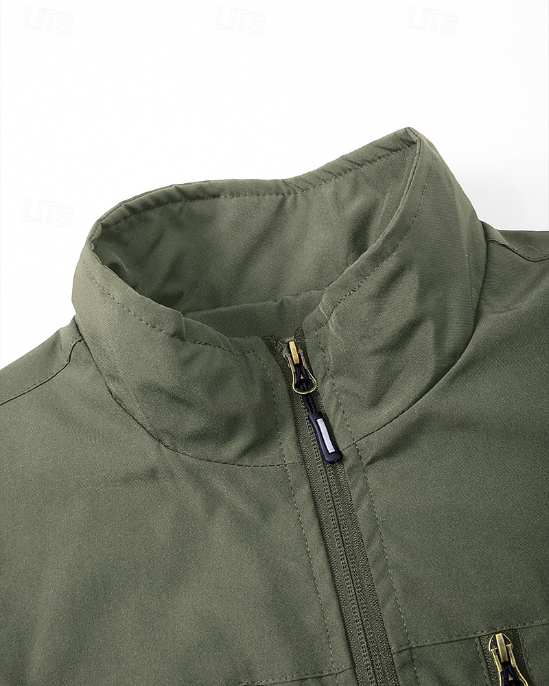 Miesten Liivi Gilet Kalastusliivi ulko- Päivittäin Muoti Vapaa-aika Kevät Syksy Vetoketju Tasku Polyesteri Mukava Tavallinen Yksirivinen yksi nappi Stand-kaula-aukko Normaali Musta Viini Armeijan 2025 - $32.99 –P9