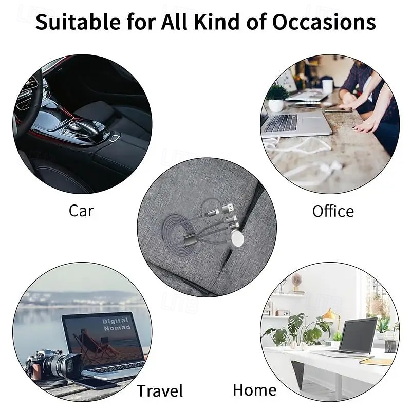 Необходимый дорожный кабель USB-C 3-в-2, подходящий для зарядки Apple Watch/iPhone 17/мультизарядный кабель Lightning, портативный, предназначенный для iWatch и iPhone 16 2025 - $18.99 –P6