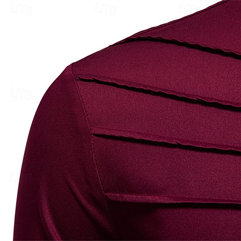 Herren Hemd Kleidhemd Knopfhemd Einfach Hochzeit Party Schwarz Weiß Wein Marineblau Langarm Revers Frühling Herbst Bekleidung Patchwork 2026 - $37.99 –P13
