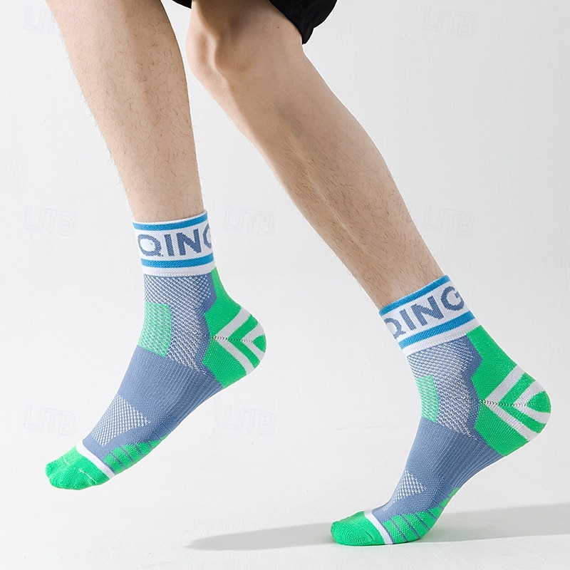 Pánské 4 páry Vícenásobné balení Ponožky Koşu Çorapları Ponožky pro běžné nošení Černá Rubínově červená Barva Barevné bloky Písmena Dovolená Sporty a outdoor Denní Základní Střední Jaro Podzim Módn 2026 - $4.49 –P3