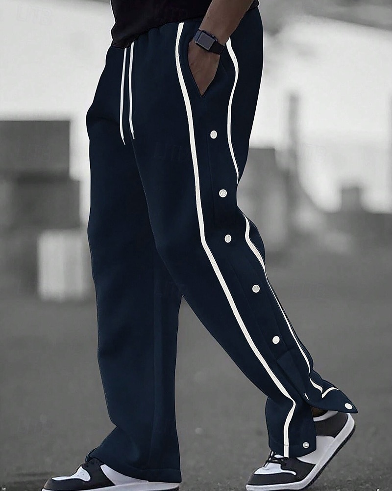 Men's Wide-leg Sweatpants sport pants Casual Pants with Pockets Split High Waist Bottoms Gym Athleisure Workout Spring Fall Breathable Gym Workout Track Regular Fit Sportswear Activewear Solid Colored 2026 - $26.99 –P11