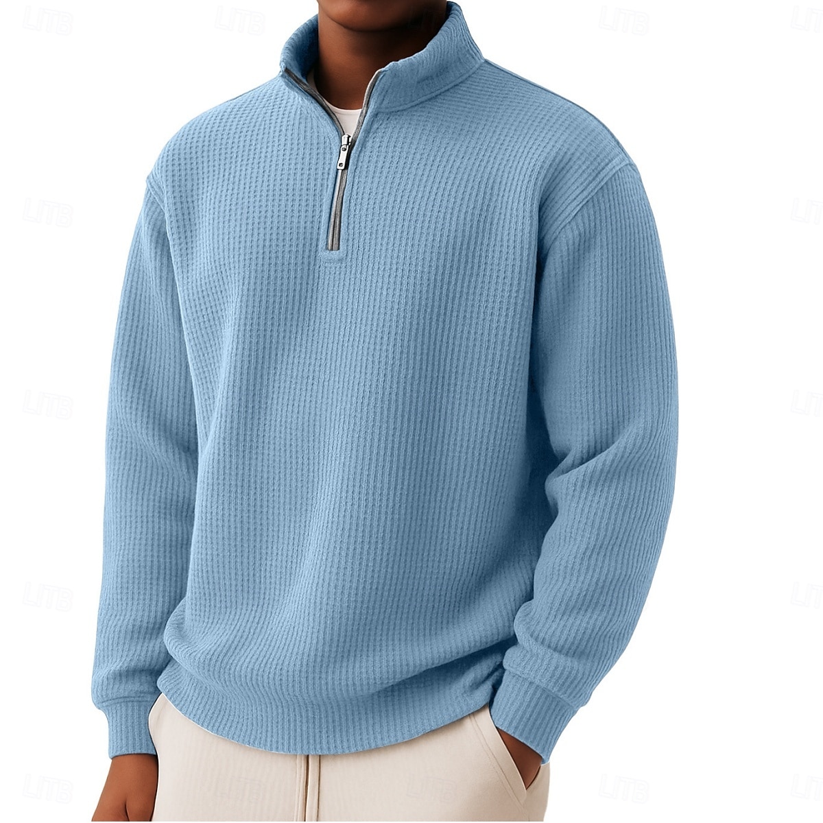 Homme Chemises Polo Gaufre Polo à fermeture éclair Sport en Plein Air Occasionnel Col montant Fermeture éclair manche longue Mode Moderne Couleur Unie Texturé Tricoté Printemps & Automne Toutes de 2025 ? $23.99 –P1