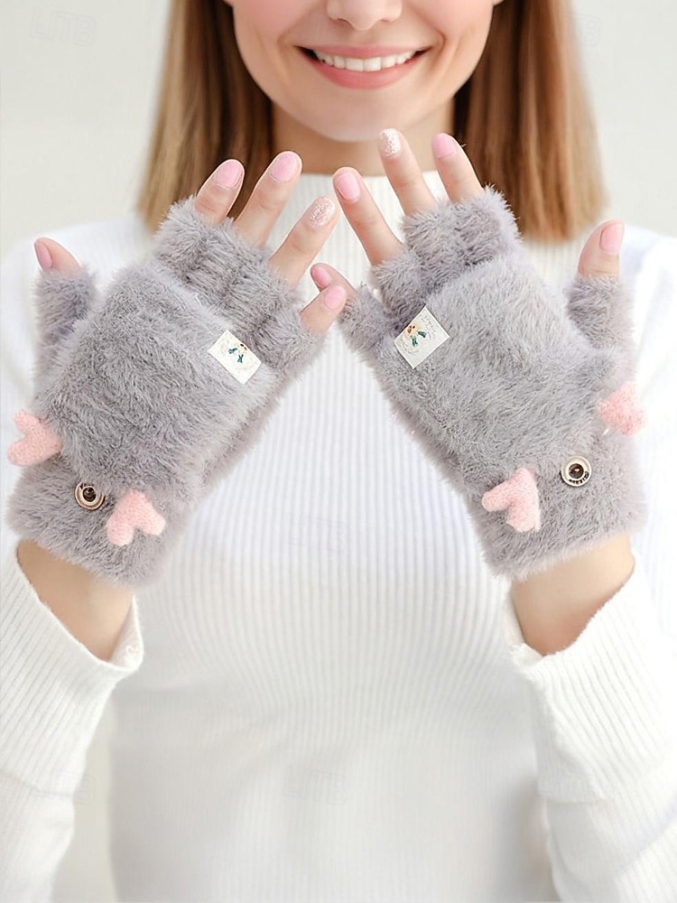 2026年 女性用クリスマスギフトの豪華な手袋、マルチカラー、ふわふわの柔らかい素材、トナカイの角のデザイン、毎日の通勤や休日のお祝いに最適  コレクション – $9.99 –P12