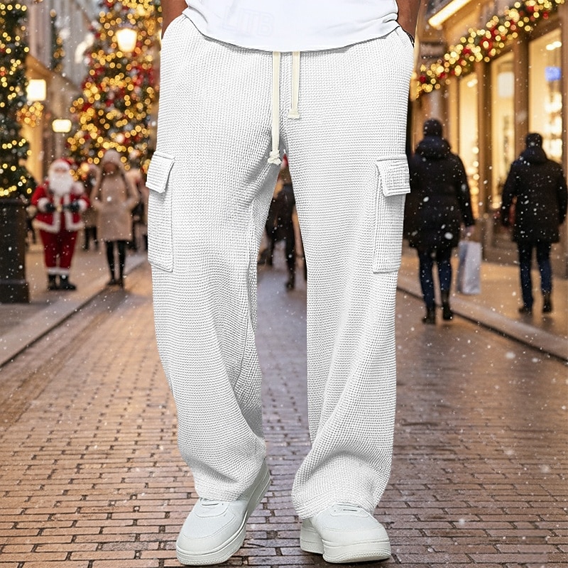 Per uomo Nido d'ape Pantaloni da Tuta Cargo Pantaloni Pantaloni della tuta a gamba dritta Coulisse Elastico in vita Multi-tasche Semplice Traspirante Lunghezza intera Sport all'Aperto Casuale del 2026 a $22.99 –P2