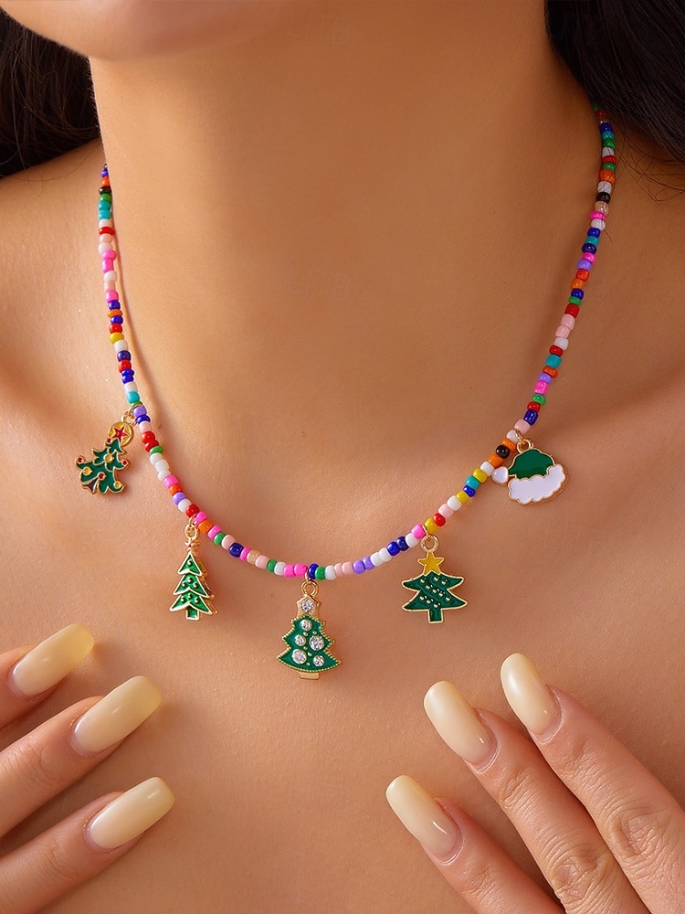 Julekjede med sjarm til dame, flere stiler med sjarm til julenissen, snømannen og juletreet, perfekt til høytidsfester og festlige gaver. 2026 - $9.99 –P9