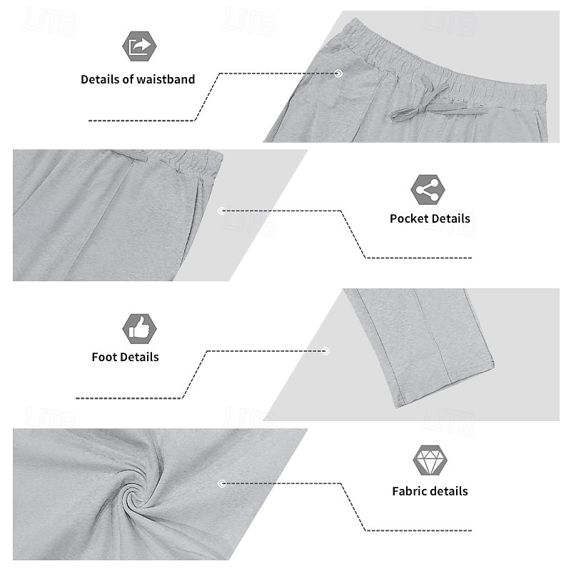 Pánské Tepláky Široké tepláky Kalhoty Tepláky s otevřeným dnem Šňůrky Elastický pas Bez vzoru Prodyšné Plná délka Outdoorové sporty Ležérní Denní prázdniny Módní Černá Bílá Lehce elastické 2025 - $17.99 –P7