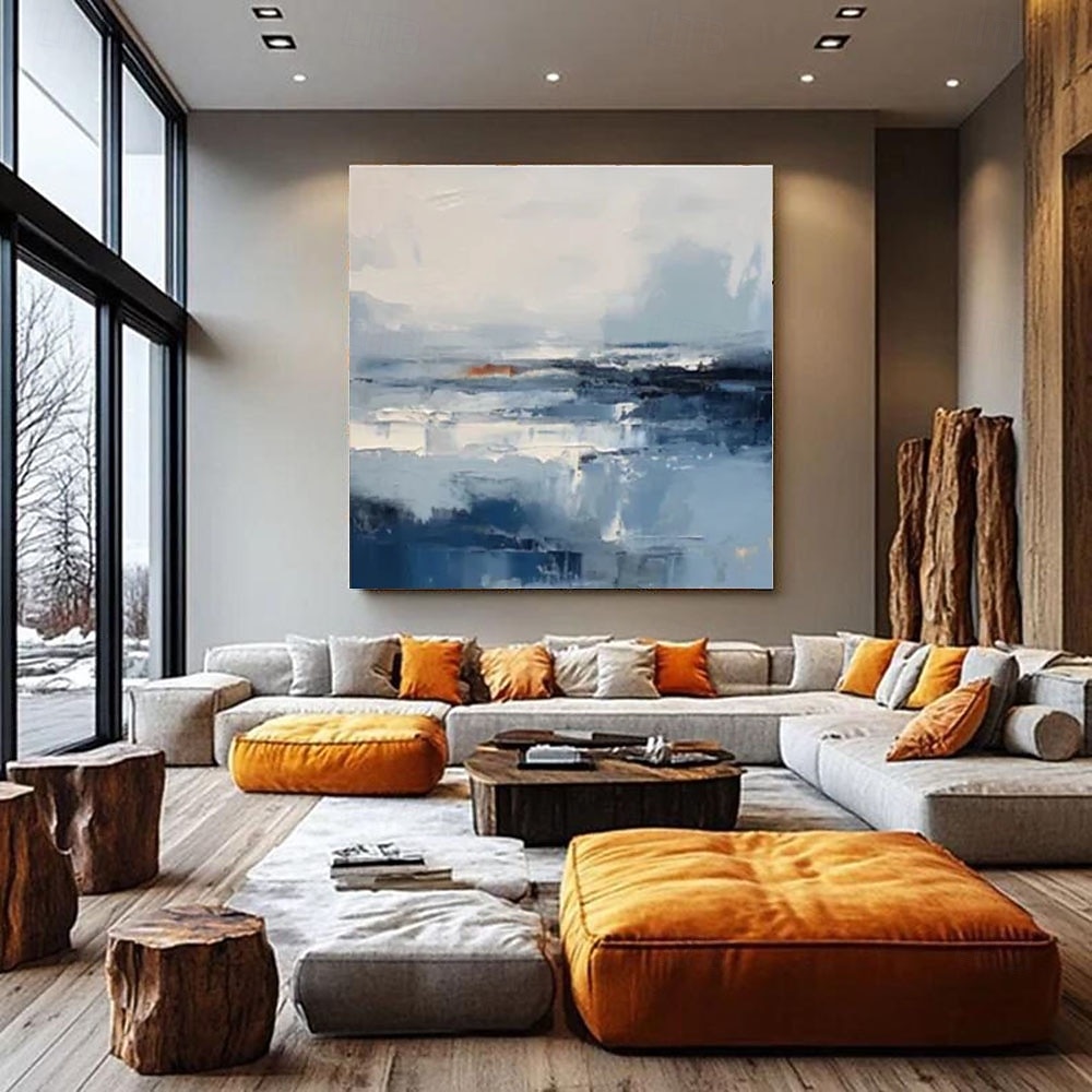 Peinture à l'huile abstraite, faite à la main, représentant un paysage de lac sur toile. Art personnalisé, paysage de campagne, décoration intérieure. de 2026 ? $78.99 –P4