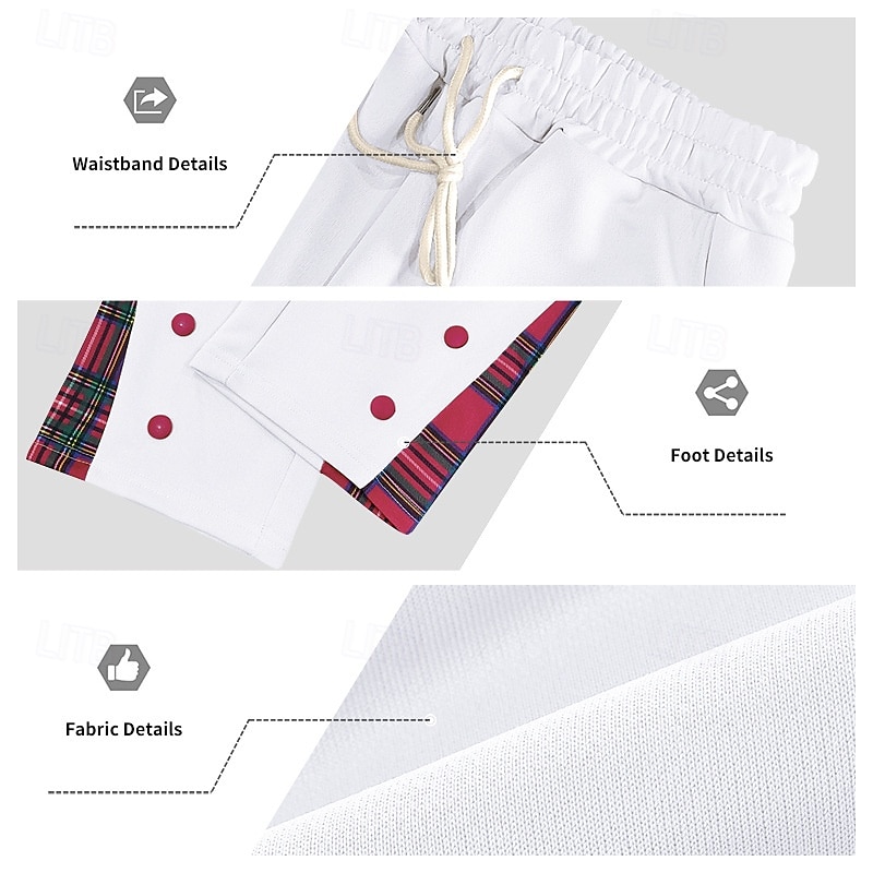 Herre Joggebukser Bukser Snorer Lomme Elastisk midje Ruter Komfort Sport & Utendørs Daglig Mote Fritid Svart Hvit Mikroelastisk 2025 - $20.99 –P5