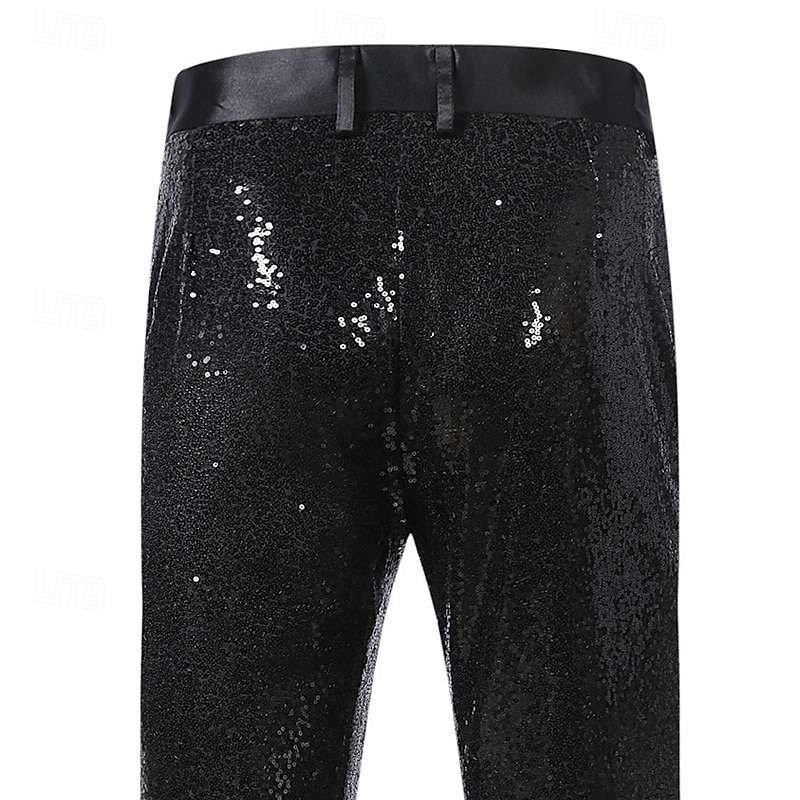 Męskie Spodnie Garnitury Spodnie na bal maturalny Niejednolita całość Metaliczny błyszczący Równina Komfort Pełna długość Impreza Codzienny Klub nocny Moda Moda miejska Srebrny Czarny Nieelastyczny 2026 - $26.99 –P4