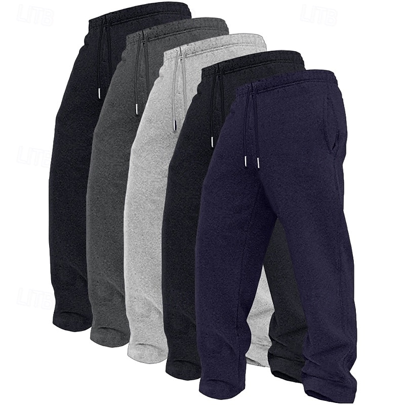5 Stück Herren-Jogginghose mit geradem Bein, Fleece-Hose, Freizeithose, Kordelzug, elastischer Bund, Mehrfachpackung, einfarbig, bequem, volle Länge, Outdoor, Reisen, Alltag, Urlaub, Mode 2026 - $59.99 –P8