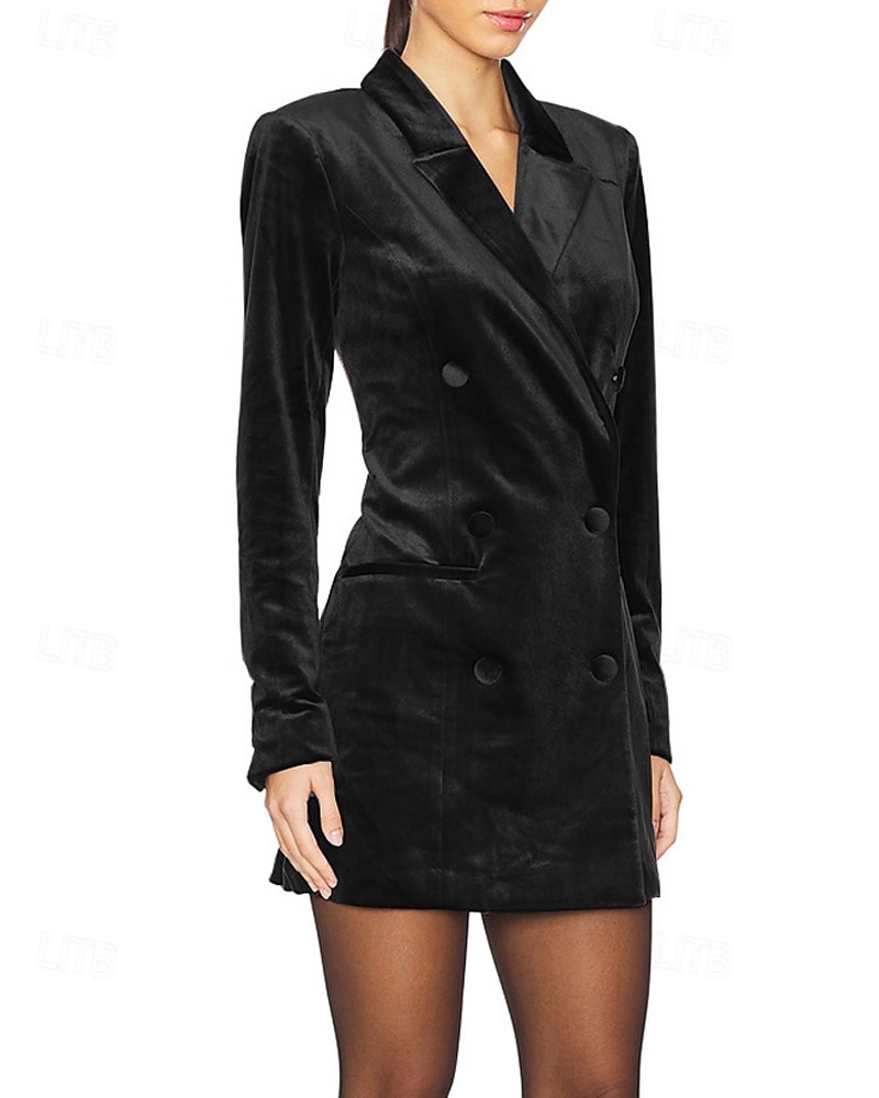 Per donna Mini Abito Abito in Velluto Vestito da Festa Abito da Cocktail Abito blazer Elegante Moda Festa serale Feste Cocktail party Vestibilità regolare Semplice Manica Lunga Colletto a Camicia del 2026 a $43.99 –P11