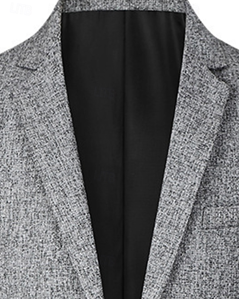 Herren Blazer Geschäft Cocktailparty Hochzeitsfeier Mode Lässig Frühling Herbst Polyester Einfach Tasche Knöpfe Bequem Einreihig Blazer Schwarz Marineblau Grau 2026 - $45.99 –P3