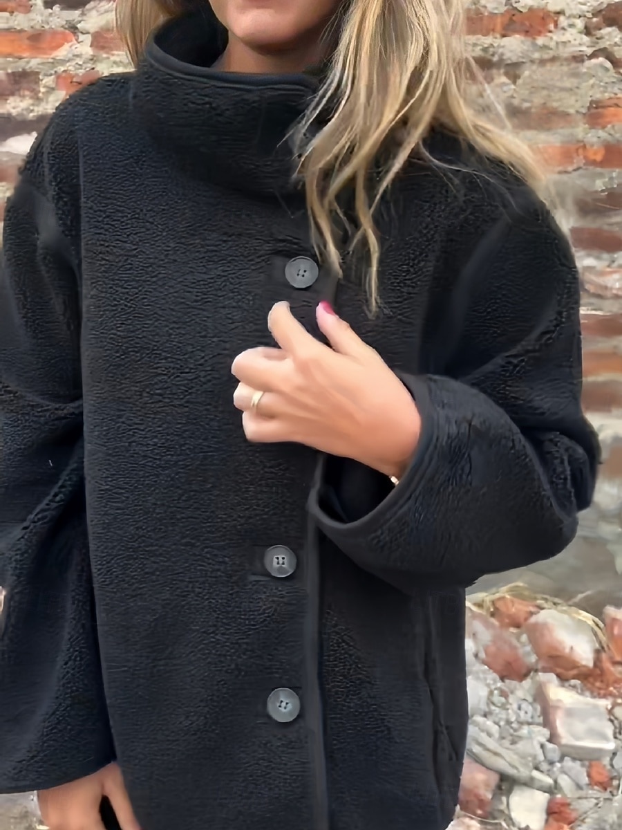 Pentru femei geacă Sherpa Comfortabil Respirabil Buzunar Nasturi Casual Simplu Vacanță Stradă Casual Purtare Zilnică Cu Un Nasture Regulat Guler de stand Fit regulat Manșon Lung Îmbrăcăminte 2026 - $39.99 –P3