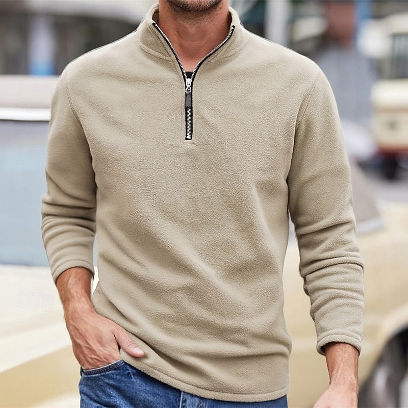 Homens Moletom Moletom de lã Moletom com zíper Preto Roxo Cáqui Café Verde Claro Meio Zíper Tecido Quarter Zip Desportos e Ar livre Diário Feriado Poliéster Roupa de rua Básico Casual Outono Inverno de 2026 por $26.99 –P17