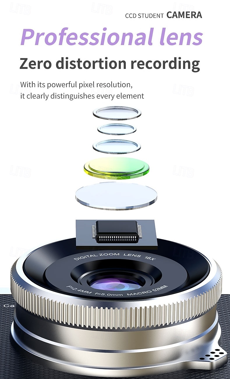 2026年 1080P HDポータブルCCDカメラ 4Kレンズ フリップスクリーン USB充電式リチウムポリマーバッテリー 初心者向け旅行Vlogging 完璧なバレンタインデーギフト 初心者カメラ  コレクション – $47.99 –P3