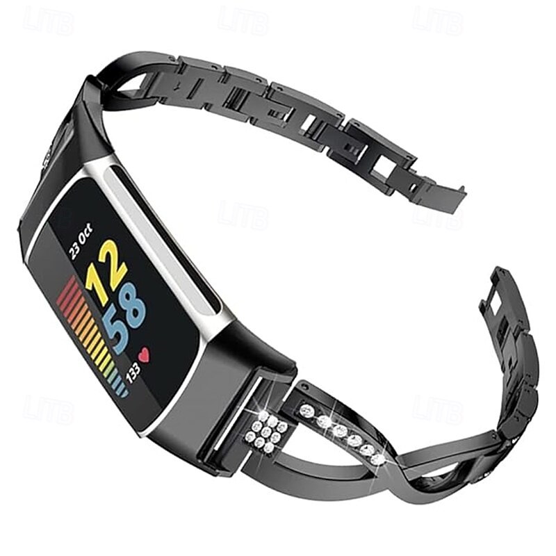 Smart Watch Band Compatible with Fitbit Charge 6 / Fitbit Charge 5 Rhinestone Smartwatch Strap Glitter Crystal Bling Diamond Jewelry Bracelet Replacement Wristband For Fitbit Charge 6 / Fitbit Charge 2026 - $20.99 –P6