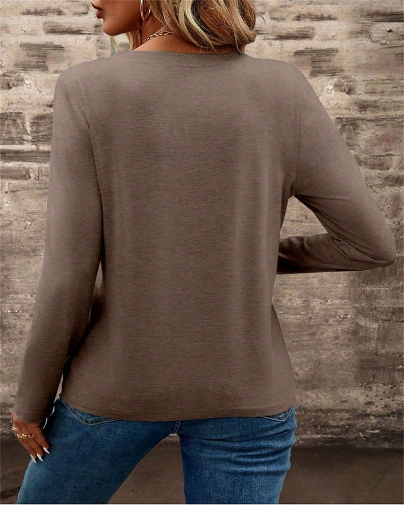 Pentru femei Topuri imbracate Buzunar Culoare solidă Simplu Elegant femei Stilat Manșon Lung În V Topuri obișnuite Zilnic Muncă Ieșire Negru Alb Roz Îmbujorat Trifoi Kaki Toamnă Iarnă 2026 - $25.99 –P2