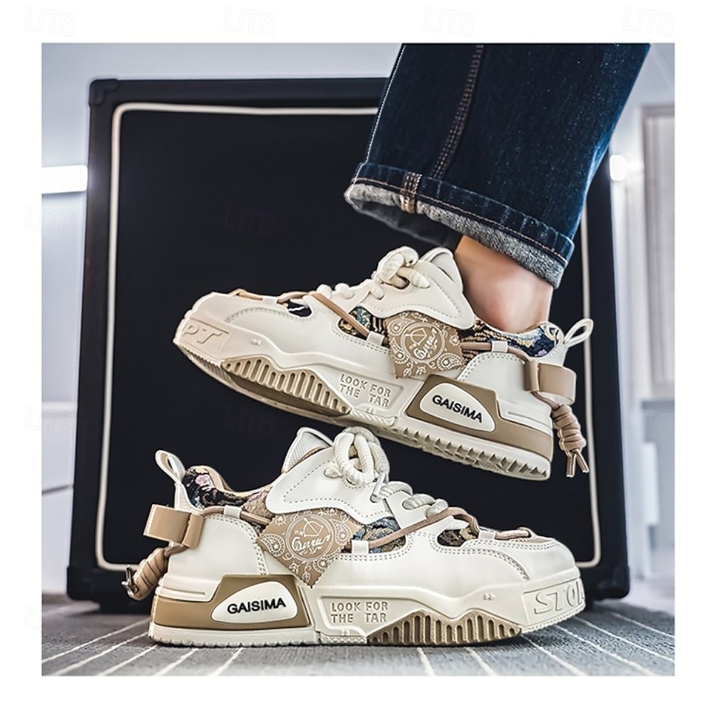 herresneakers med kraftig såle i kamuflasje, trendy løpesko med snøring til streetwear, komfortable, avslappede sportssko for daglig bruk &sport 2026 - $42.99 –P1