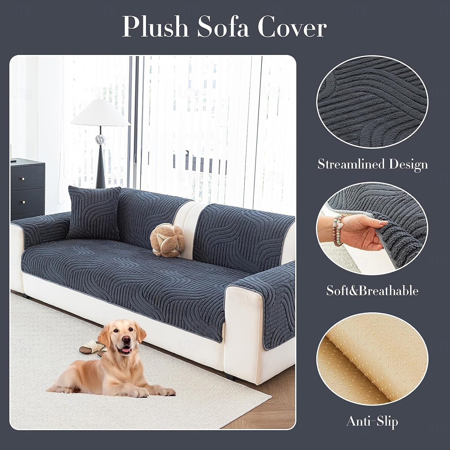 Fodera per cuscino del divano in peluche color crema, nuovo cuscino per divano antiscivolo spesso del 2025, morbida fodera protettiva per divano del 2026 a $33.99 –P7