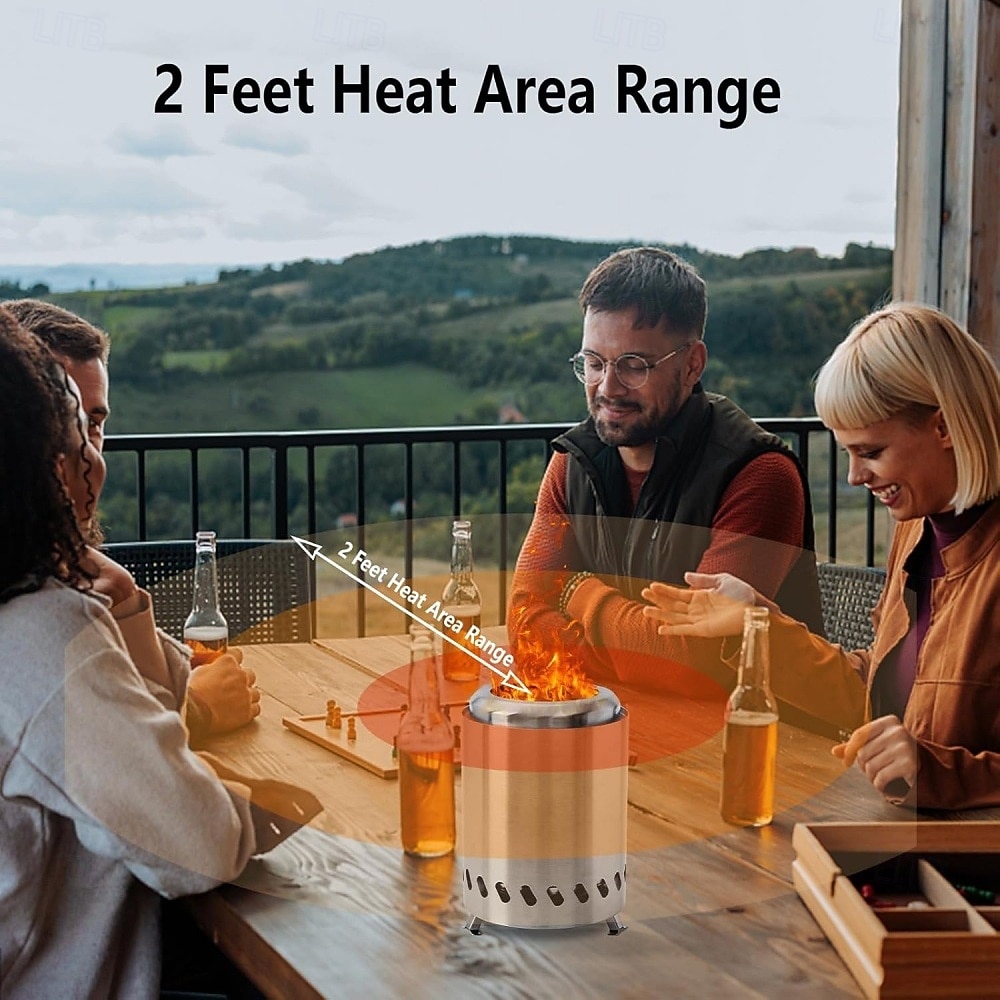 Tabletop Fire Pit Smokeless Portable Bonfire 304 Stainless Wood Burning with Grill and Removable Ash Pan, Ideal for Camping and Part 2025 - $54.99 –P2