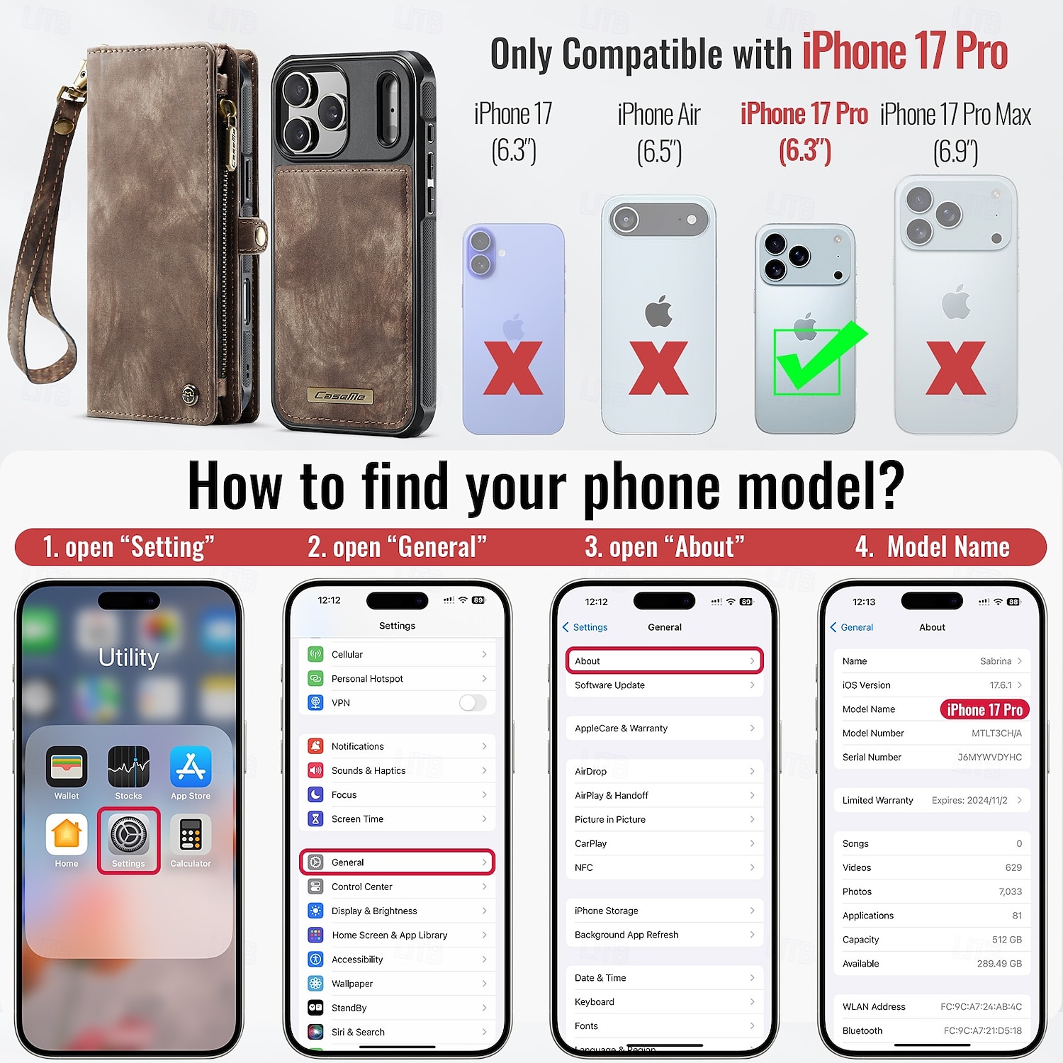 telefono Custodia Per iPhone 17 Pro Max 17 Air 17 Custodia Portafoglio Rimovibile Cerniera Supporta la Ricarica Wireless TPU Pelle PU del 2026 a $31.99 –P12