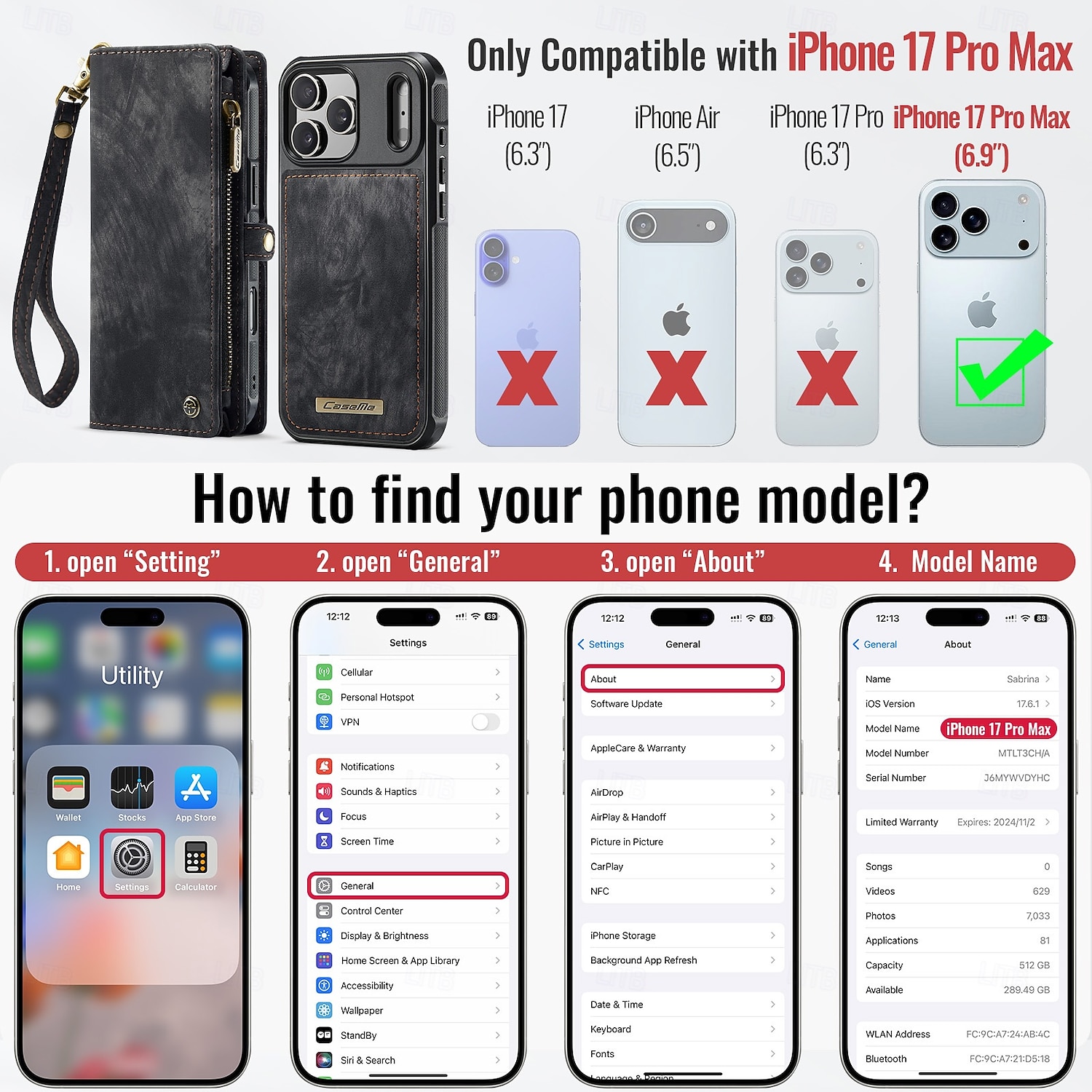 telefono Custodia Per iPhone 17 Pro Max 17 Air 17 Custodia Portafoglio Rimovibile Cerniera Supporta la Ricarica Wireless TPU Pelle PU del 2026 a $31.99 –P11