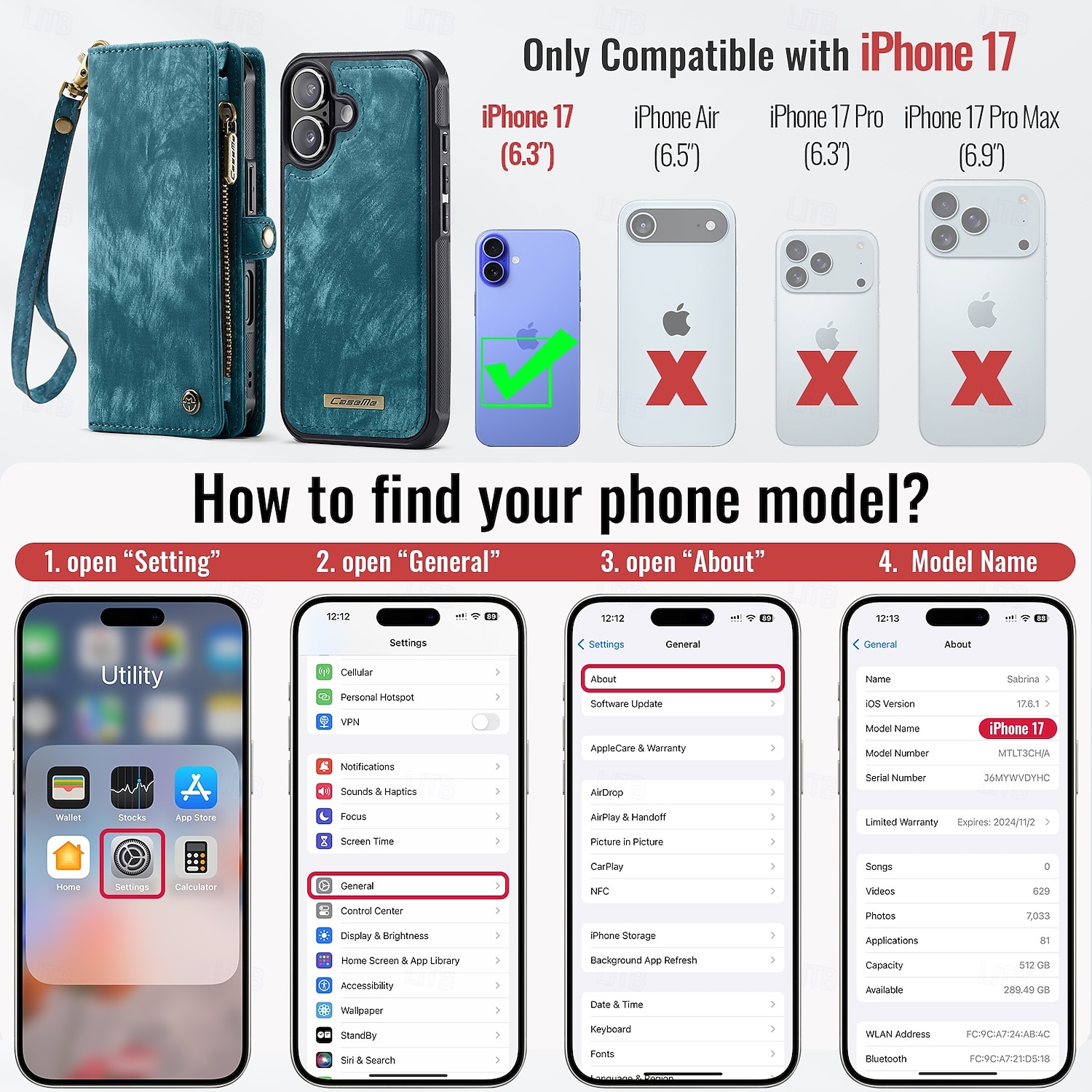 telefono Custodia Per iPhone 17 Pro Max 17 Air 17 Custodia Portafoglio Rimovibile Cerniera Supporta la Ricarica Wireless TPU Pelle PU del 2026 a $31.99 –P13