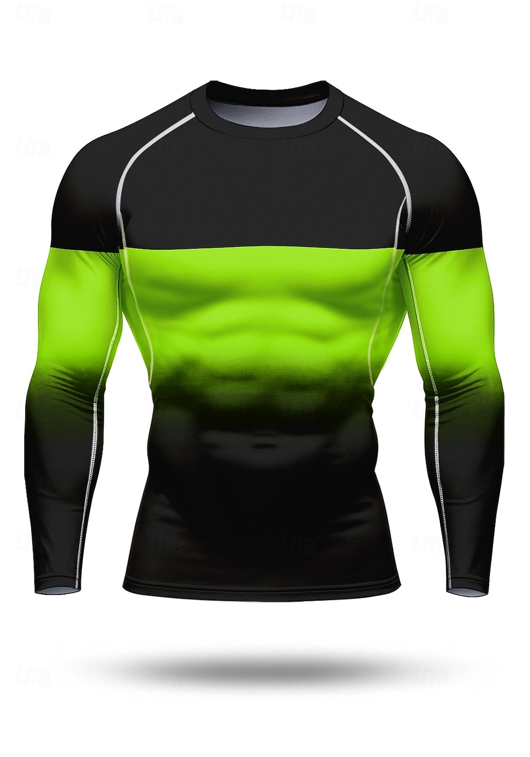 Муж. Компрессионная футболка Футболка для бега 3D печать Цветовые блоки Длинный рукав Основной слой Весна Осень Градиент Быстровысыхающий Сжатие видеоизображений Для тренировки Power Flex 2026 - $20.99 –P4