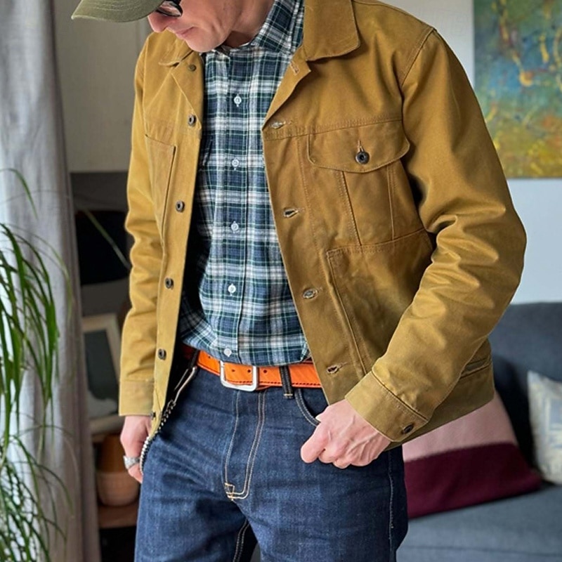 Hombre Chaqueta de camionero Chaqueta tipo cargo Vacaciones Diario Resistencia al desgaste Bolsillo Primavera Otoño Plano Moda Clásico Diseño Regular Marrón Chaquetas 2026 - $64.99 –P3