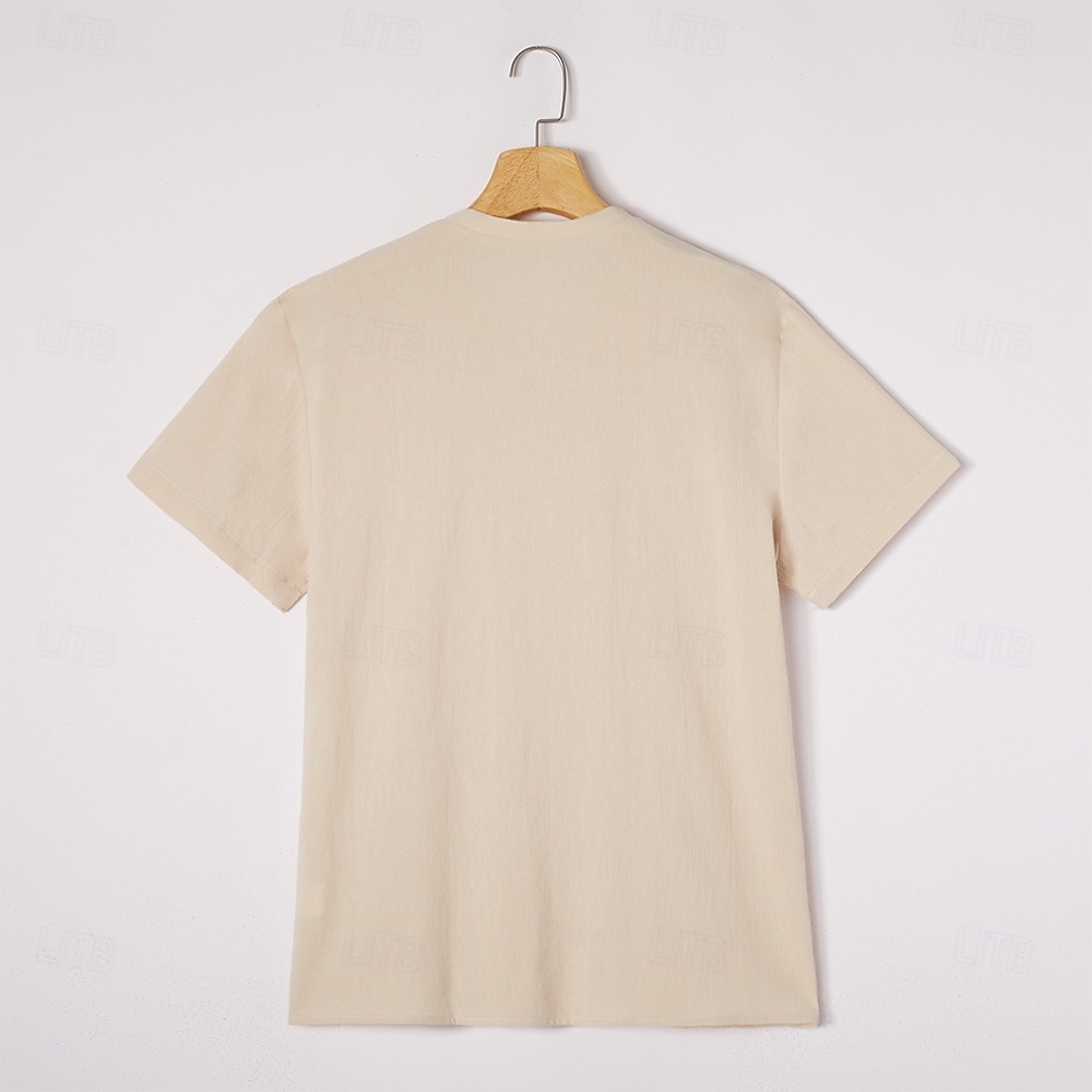 Муж. Футболка Футболка из льняной ткани Короткие рукава V-образный вырез Лето Полотняное плетение Мода Оригинальный рисунок Классический Мягкий Отпуск Для улицы На каждый день 2026 - $9.99 –P15