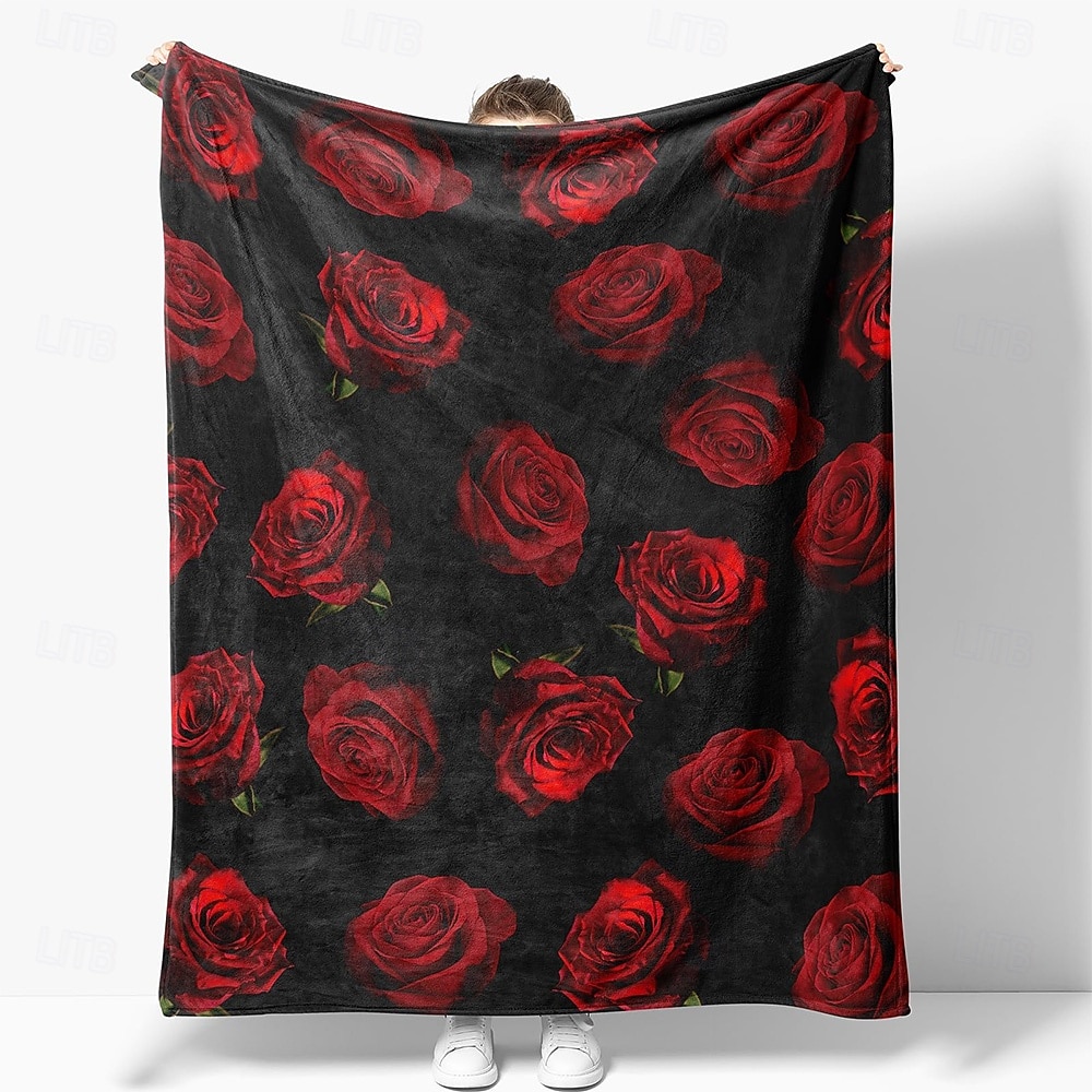 Dia dos Namorados Cobertores de lã Manta para sofá Rose Presente Clássico 3D Sofá De Cama Manta Decorativa Cobertor Quente Decoração de casa de 2026 por $19.49 –P2