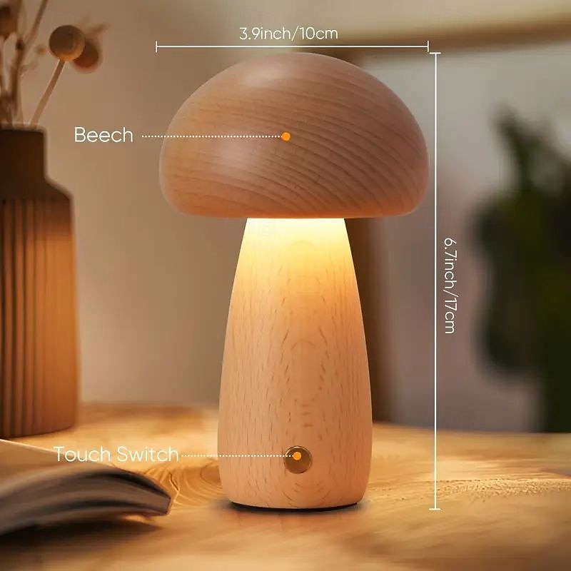 2025年 調光可能なキノコ型テーブルランプ、タッチ式スマート3色キノコ型ランプ、USB充電式ナイトライト、無段階調光、クリスマス、自宅学習、寮の装飾、誕生日プレゼント、ベッドサイドランプ  コレクション – $34.99 –P7