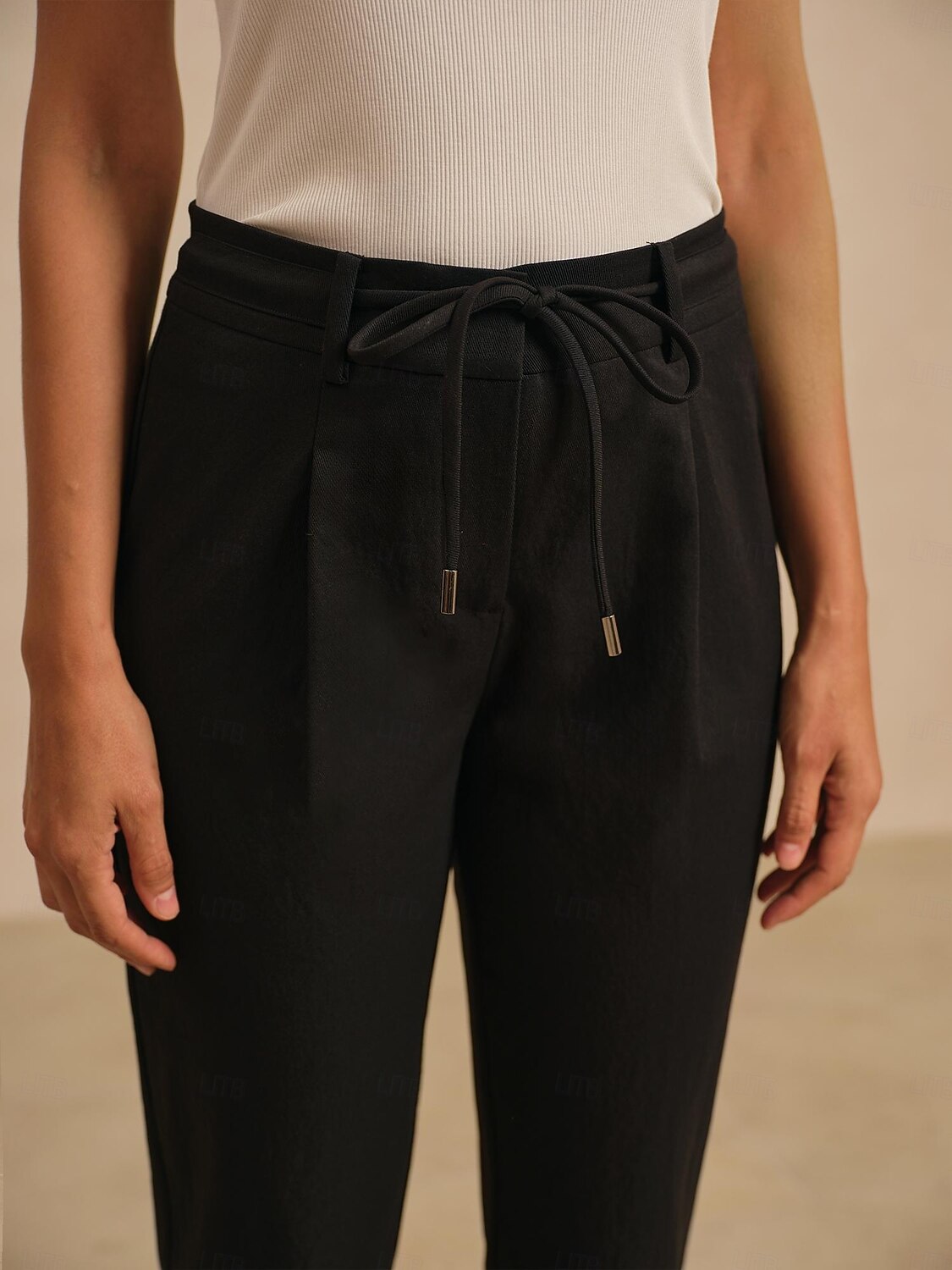 Pantalones de mujer ajustados con corte pitillo, cremallera frontal, cintura con cordón, para primavera y otoño, informales, para trabajo. 2026 - $91.99 –P5