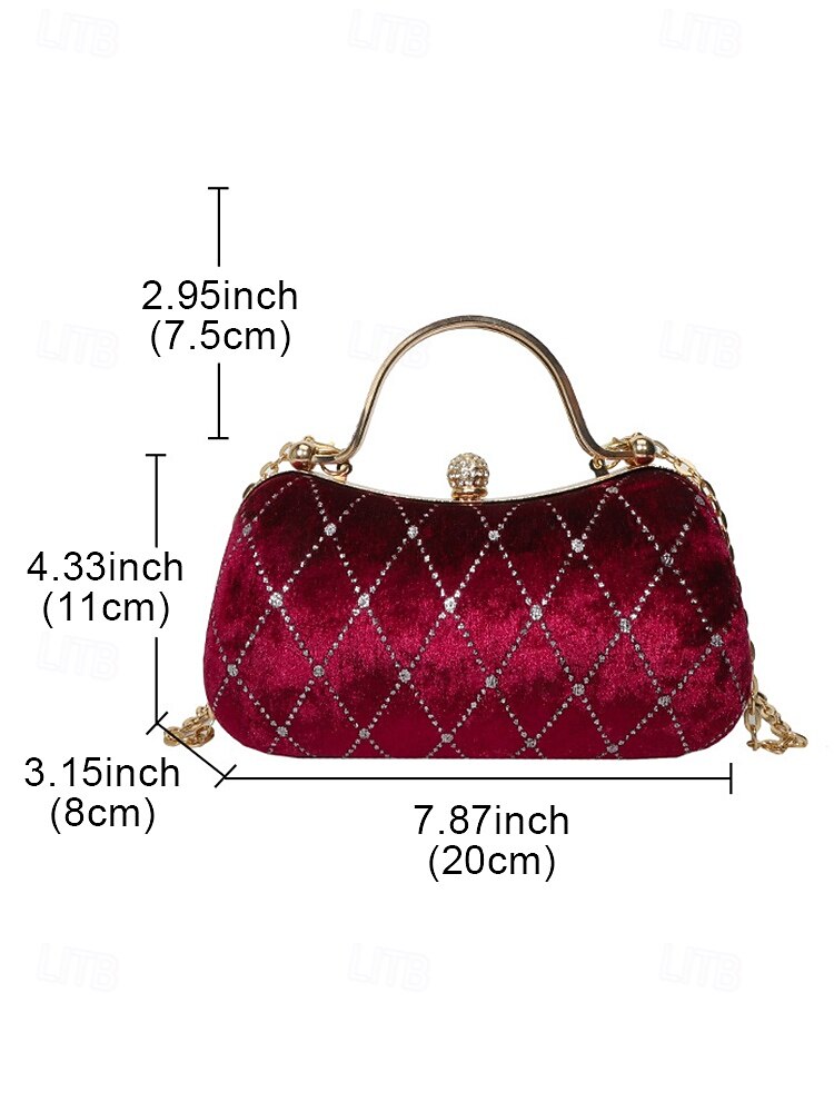 Women's Velvet Quilted Evening Purse with Diamond Accents - Elegant Shoulder Bag for Christmas Party, Holiday Gatherings, and Special Occasions 2026 - $19.99 –P11