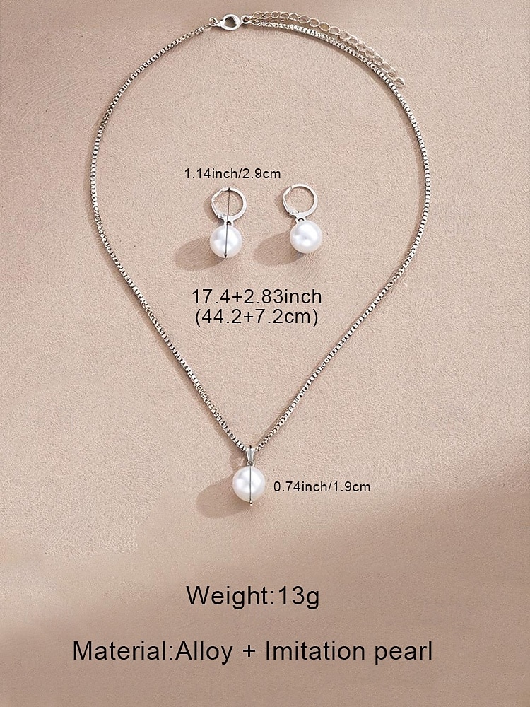 Women's Faux Pearl Necklace and Earring Set with Gold Accents, Elegant Christmas Jewelry for Holiday Parties 2026 - BHD 2.29 –P11