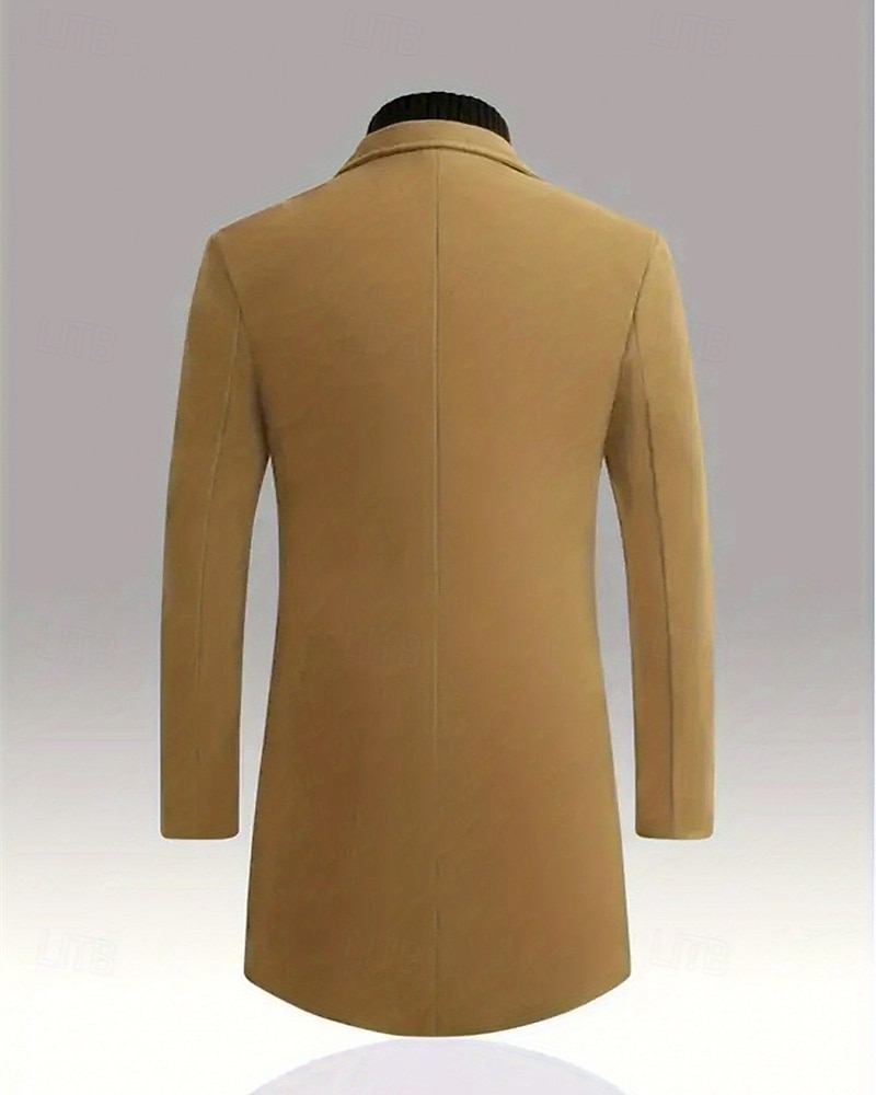 Pánské Kabát Trenčkot Dlouhý trenčkot Dovolená Denní Podzim Zima Polyester Větruvzdorné Zahřívací Svrchní oděvy Oblečení Módní Klasické Bez vzoru Kapsy Klopa Jednořadové sako s jedním knoflíkem 2025 - $36.99 –P18