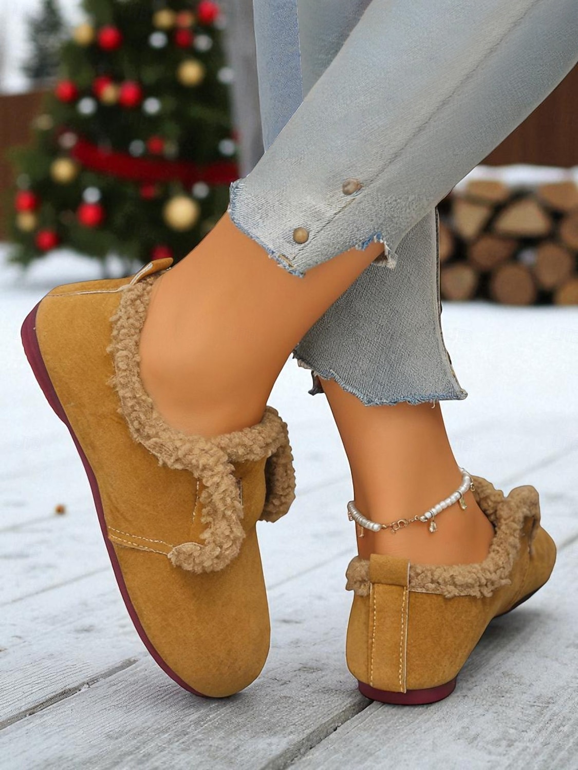 Weite Damen-Schlupfschuhe mit Fleecefutter, kuschelig warme Schuhe mit Gummiband, Winter-Hausschuhe für die Freizeit im Herbst und Winter 2026 - $26.99 –P5