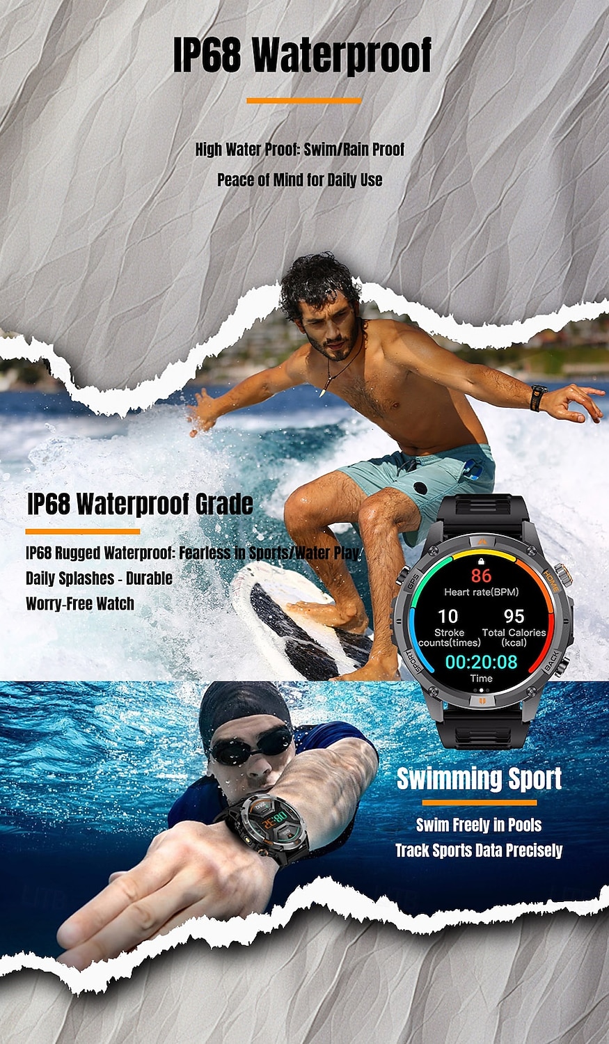ساعة ذكية 2025 بنظام تحديد المواقع العالمي (GPS) بشاشة 1.46 بوصة مزودة ببوصلة ومصباح يدوي وبلوتوث ومكالمات وبطارية 580 مللي أمبير في الساعة ومقاومة للماء وتتبع اللياقة البدنية وساعة رياضية ذكية 2025 - $51.99 –P7